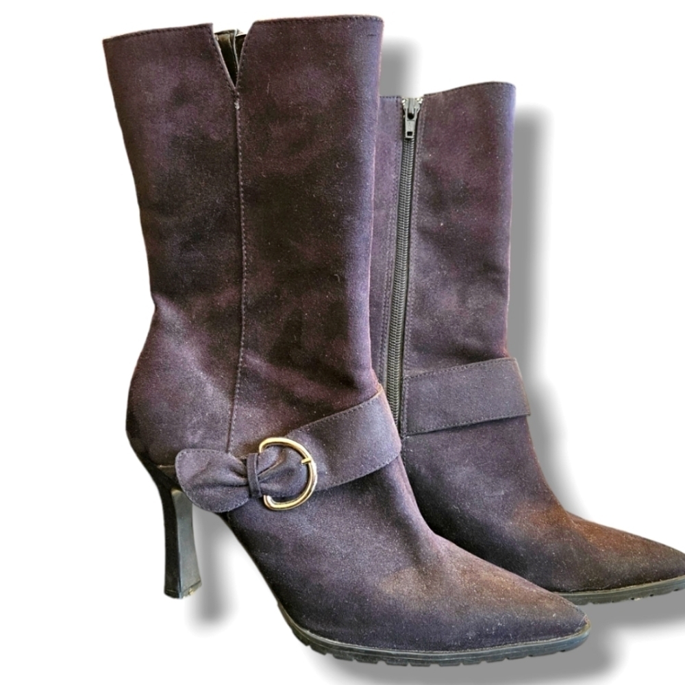 Suede calf high boots